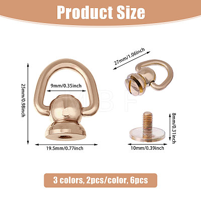 6Pcs 3 Colors Brass Ball Studs Rivets KK-CA0003-67-1