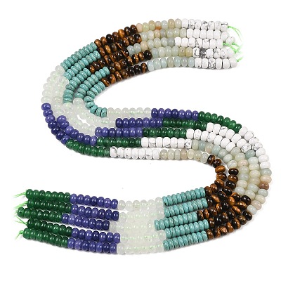 Natural Flower Amazonite & Dyed White Jade & Tiger Eye & Howlite & Quartz Crystal & Synthetic Turquoise Beads Strands G-Z135-C06-1