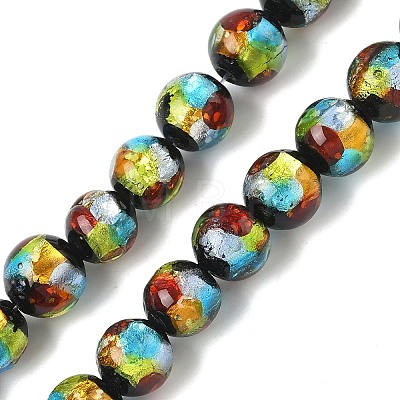 Handmade Foil Glass Beads LAMP-K039-37B-1
