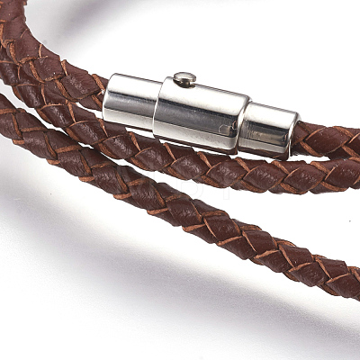 Leather Braided Cord Wrap Bracelets/Necklaces BJEW-JB03919-02-1