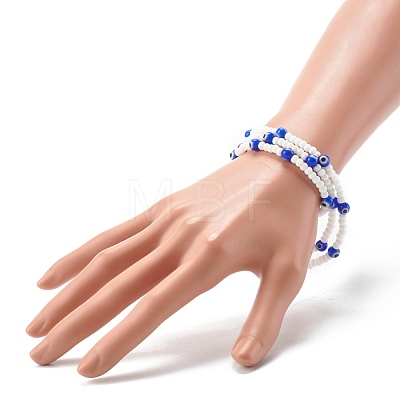 Glass Beads & Handmade Lampwork Beads Stretch Bracelets Set for Parents & Kid BJEW-JB06475-1