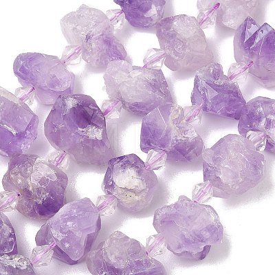 Raw Rough Natural Amethyst Beads Strands G-L642-D04-01-1