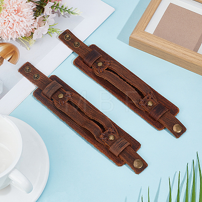 2Pcs Cowhide Cord Wide Cord Bracelets BJEW-CL0001-63A-1