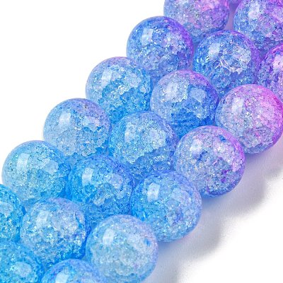 Spray Painted Crackle Glass Beads Strands DGLA-C002-10mm-05-1