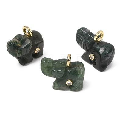 Natural Moss Agate Carved Pendants G-H357-01G-11-1