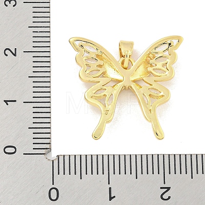 Butterfly Rack Plating Brass Clear Cubic Zirconia Pendants KK-M291-14G-1