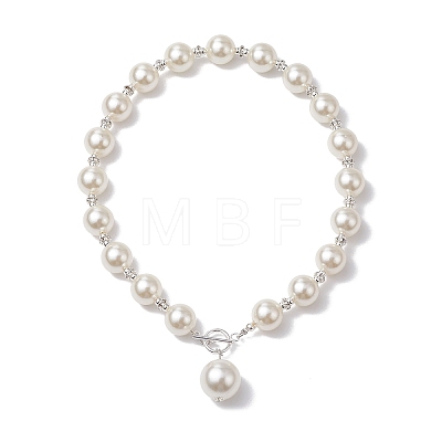 Imitation White Pearl Acrylic Beaded Necklaces NJEW-JN05122-01-1