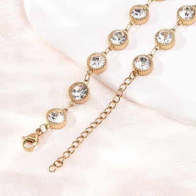 304 Stainless Steel Glass Link Chain Necklaces SA-CBA725A-25B-G-1