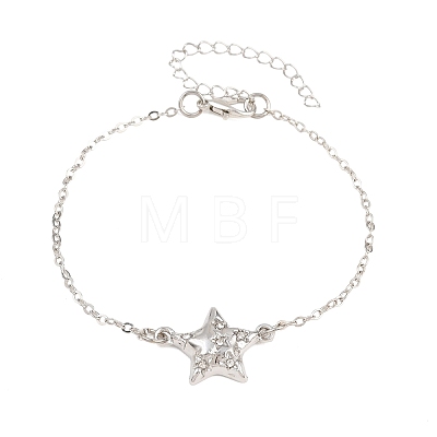Alloy Micro Pave Clear Cubic Zirconia Link Bracelets for Women AL-CBA3C8B-04P-1