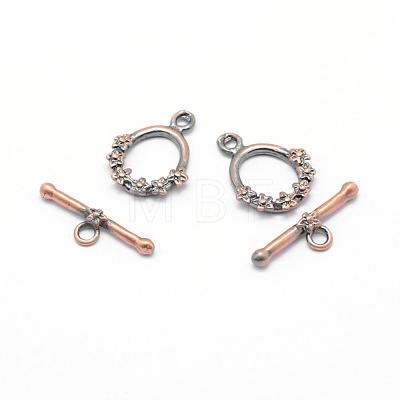 Brass Toggle Clasps KK-G323-33R-RS-1