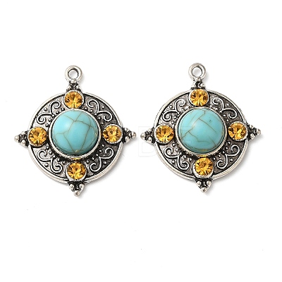 Tibetan Style Alloy Pave Imitation Turquoise Pendants FIND-NH0001-04AS-1