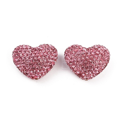 Heart Shaped Polymer Clay Rhinestone Beads CLAY-NH0002-02C-1