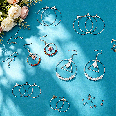 140Pcs 8 Styles 304 Stainless Steel Earring Hooks & Open Jump Rings Finding Kits STAS-PH0007-61-1