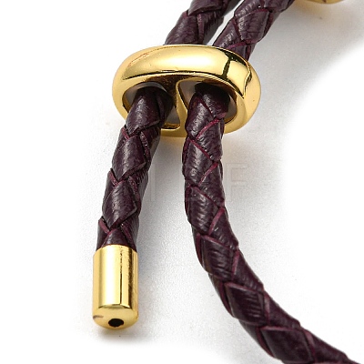 Brass Column Bar Link Bracelet with Leather Cords BJEW-G675-05G-08-1