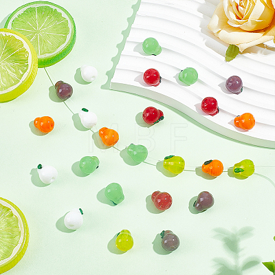 36Pcs 6 Colors Handmade Lampwork Beads LAMP-ME0001-28-1