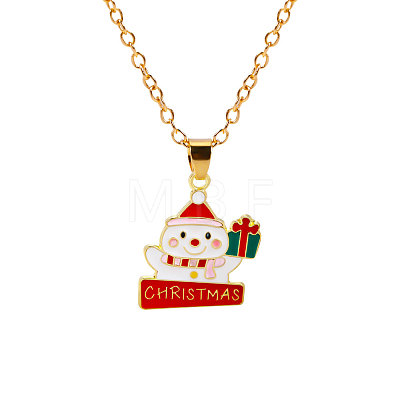 Christmas Alloy Enamel Pendant Necklaces FS-WGA5363-08-1