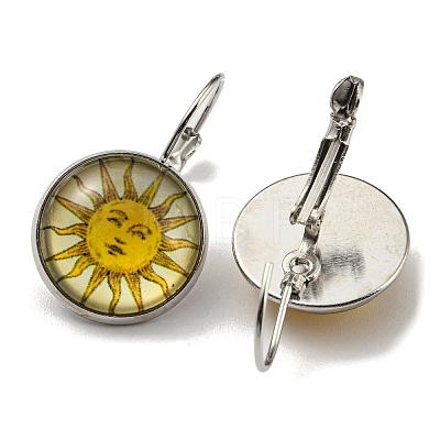 Sun Glass Leverback Earrings with Brass Earring Pins EJEW-Q798-01J-1