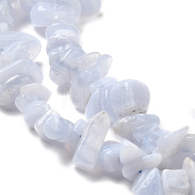 Natural Blue Lace Agate Chip Beads Strands G-E271-73-01-1