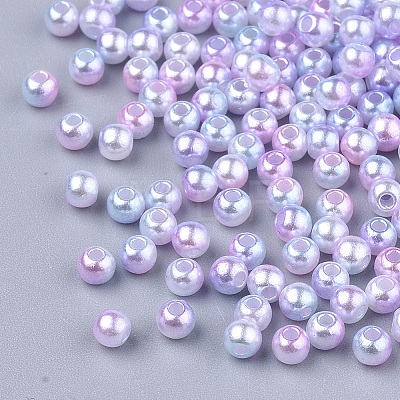 Rainbow ABS Plastic Imitation Pearl Beads X1-OACR-Q174-6mm-01-1