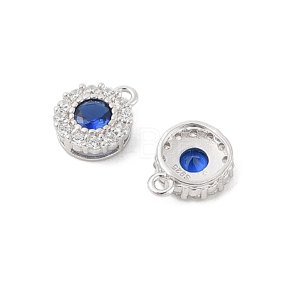 925 Sterling Silver Clear & Dark Blue Cubic Zirconia Flat Round Charms STER-NH0001-78P-1