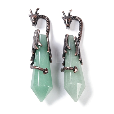 Natural Green Aventurine Faceted Pointed Bullet Big Pendants G-L524-19R-10-1