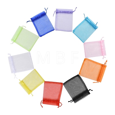 20Pcs 10 Colors Rectangle Organza Drawstring Bags CON-YW0001-31A-1
