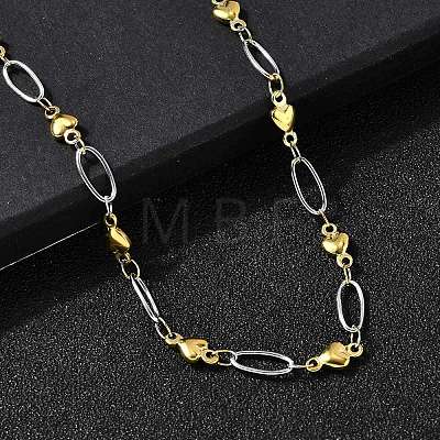 304 Stainless Steel Heart Link Chain Necklaces for Women NJEW-A046-02B-GP-1