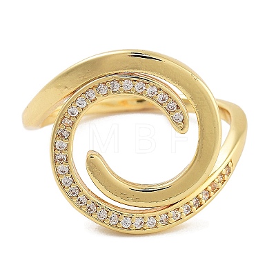 Rack Plating Brass Micro Pave Cubic Zirconia Open Cuff Rings for Women RJEW-Z059-31G-1