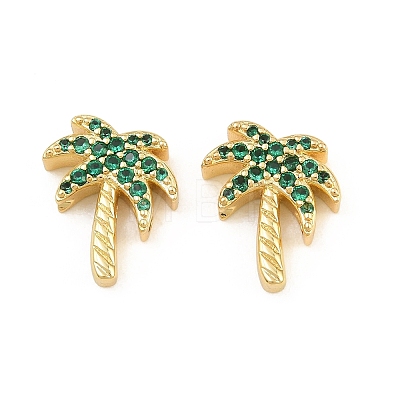 Brass Micro Pave Green Cubic Zirconia Beads CU-CBAD306-01G-1