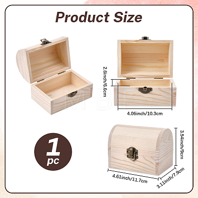 Wood Treasure Chest Storage Boxes with Hinged Lid and Metal Clasps AJEW-GF0014-35A-1