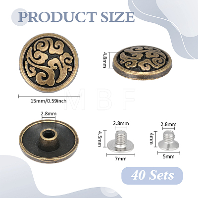 40 Sets Alloy Coin Screw Rivet FIND-PH0060-32AB-1