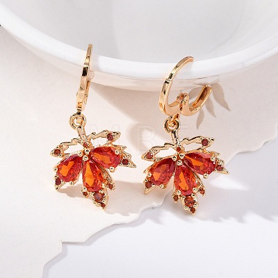 Brass Micro Pave Cubic Zirconia Leverback Earrings EJEW-K300-42G-1
