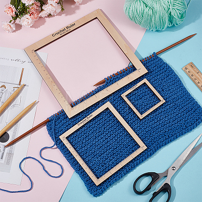Wooden Square Frame Crochet Ruler DIY-WH0033-89-1