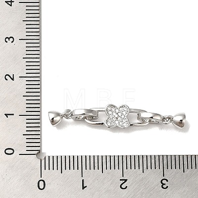 Brass Micro Pave Clear Cubic Zirconia Fold Over Clasps KK-B079-02P-1