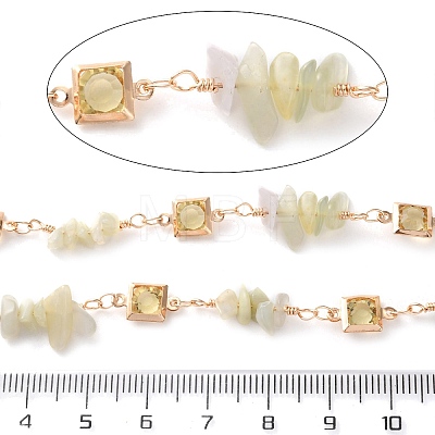 Handmade Brass Glass Square Link Chains CHC-F019-09G-01-1