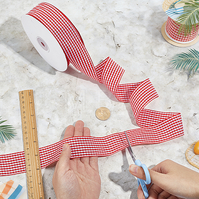 Polyester Tartan Ribbon OCOR-WH0082-574E-01-1