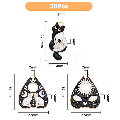 30Pcs 3 Style Alloy Enamel Pendants ENAM-DC0001-18-1