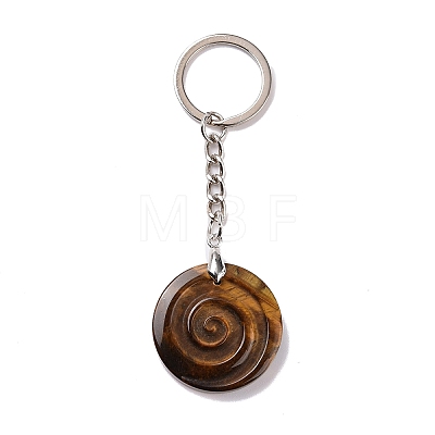 Natural Tiger Eye Vortex Pendant Keychain KEYC-E038-01P-02-1