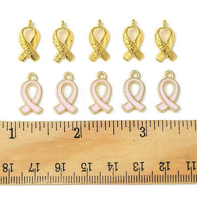 60Pcs 2 Style October Breast Cancer Pink Awareness Ribbon Alloy Pendants Sets TIBEP-FS0001-95-1