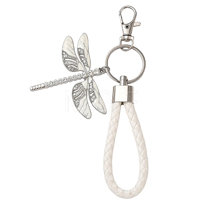 Alloy Enamel & Crystal Rhinestone & PU Leather Strap Keychain KEYC-YW00306-01-1