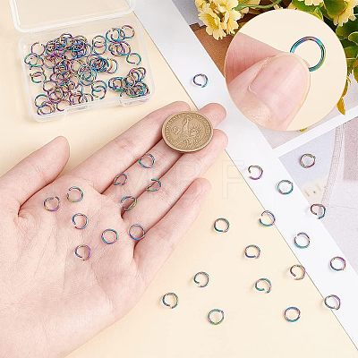 Unicraftale 100Pcs Ion Plating(IP) Rainbow Color 304 Stainless Steel Open Jump Rings STAS-UN0039-09-1