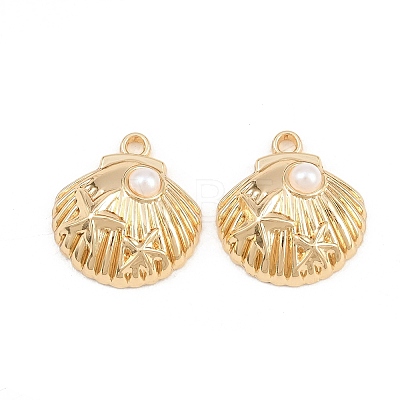 Rack Plating Alloy and ABS Imitation Pearl Pendants PALLOY-T096-03G-1