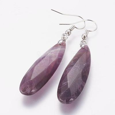 Natural Amethyst Dangle Earrings EJEW-G218-A03-1