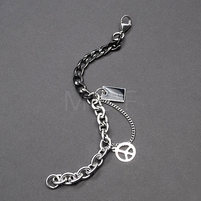 Two Tone Peace Symbol & Quote Charm Bracelets FS-WGFBFF4-02-1