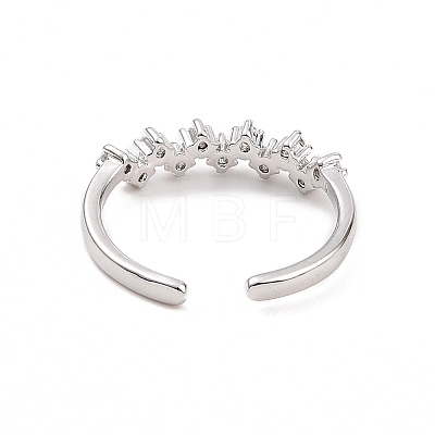 Clear Cubic Zirconia Wave Open Cuff Ring RJEW-B028-09P-1