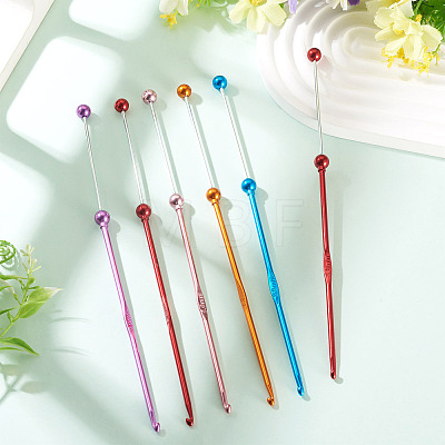 6Pcs 5 Colors DIY Alloy Beadable Crochet Hooks AJEW-TA0003-51-1