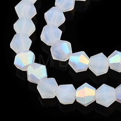 Imitation Jade Bicone Frosted Glass Bead Strands EGLA-A039-J4mm-MB05-1