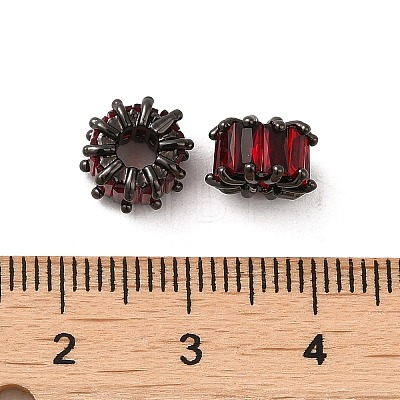 Rack Plating Black Brass Micro Pave Cubic Zirconia Beads KK-Q795-02C-B-1
