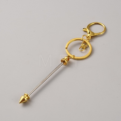 Zinc Alloy Bar Beadable Keychains Clasps KEYC-WH0030-86G-1