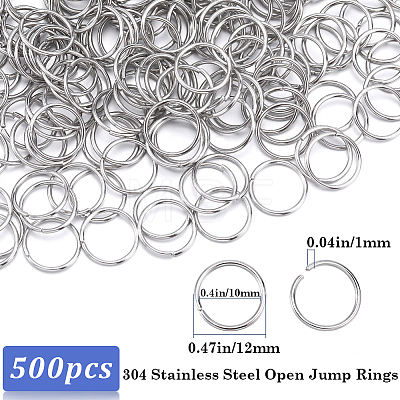 304 1000pcs Stainless Steel Open Jump Rings STAS-SP0001-71A-1